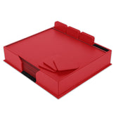 12 Seat Red Leatherette Conference Room Set w/ Square Coasters